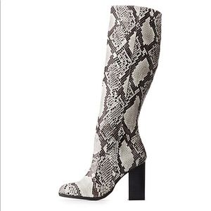 Faux Snakeskin Knee-High Boots